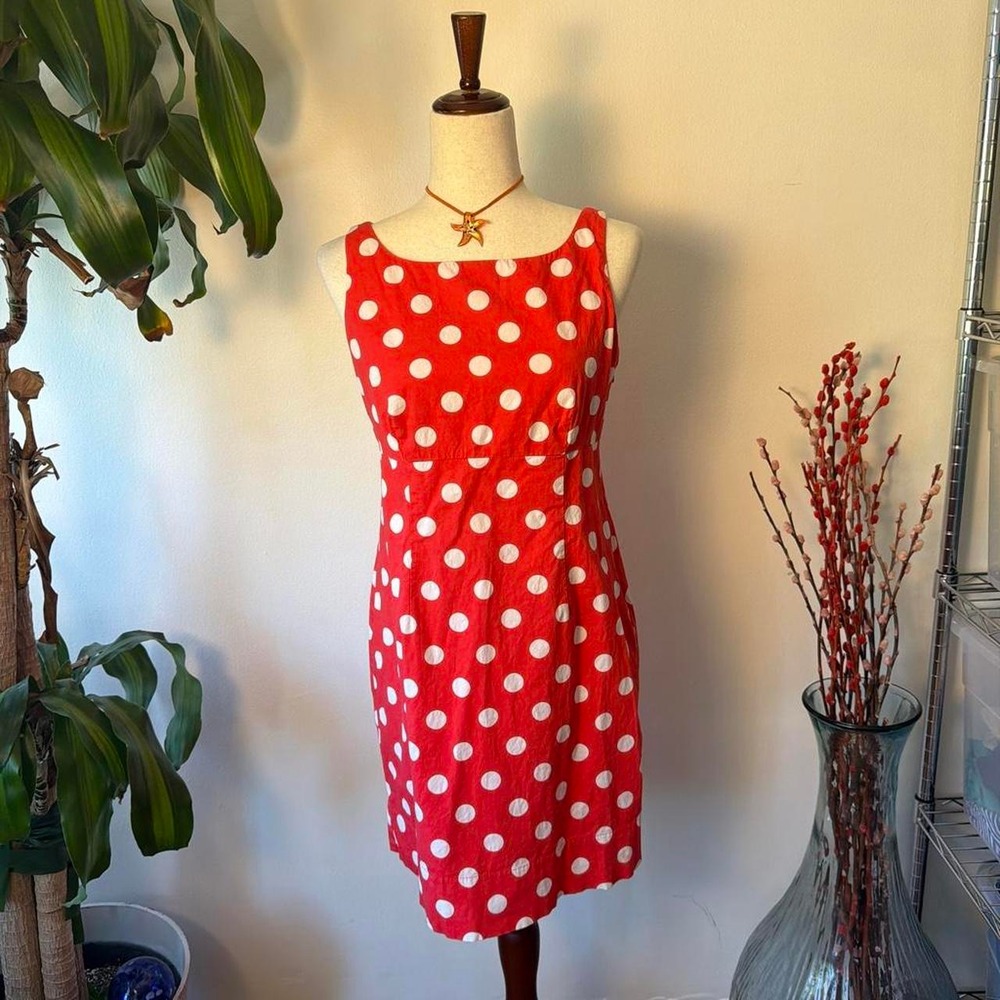 New York & Company Red Polka Dot Babydoll Mini Shift Dress 90s Twee Retro 4